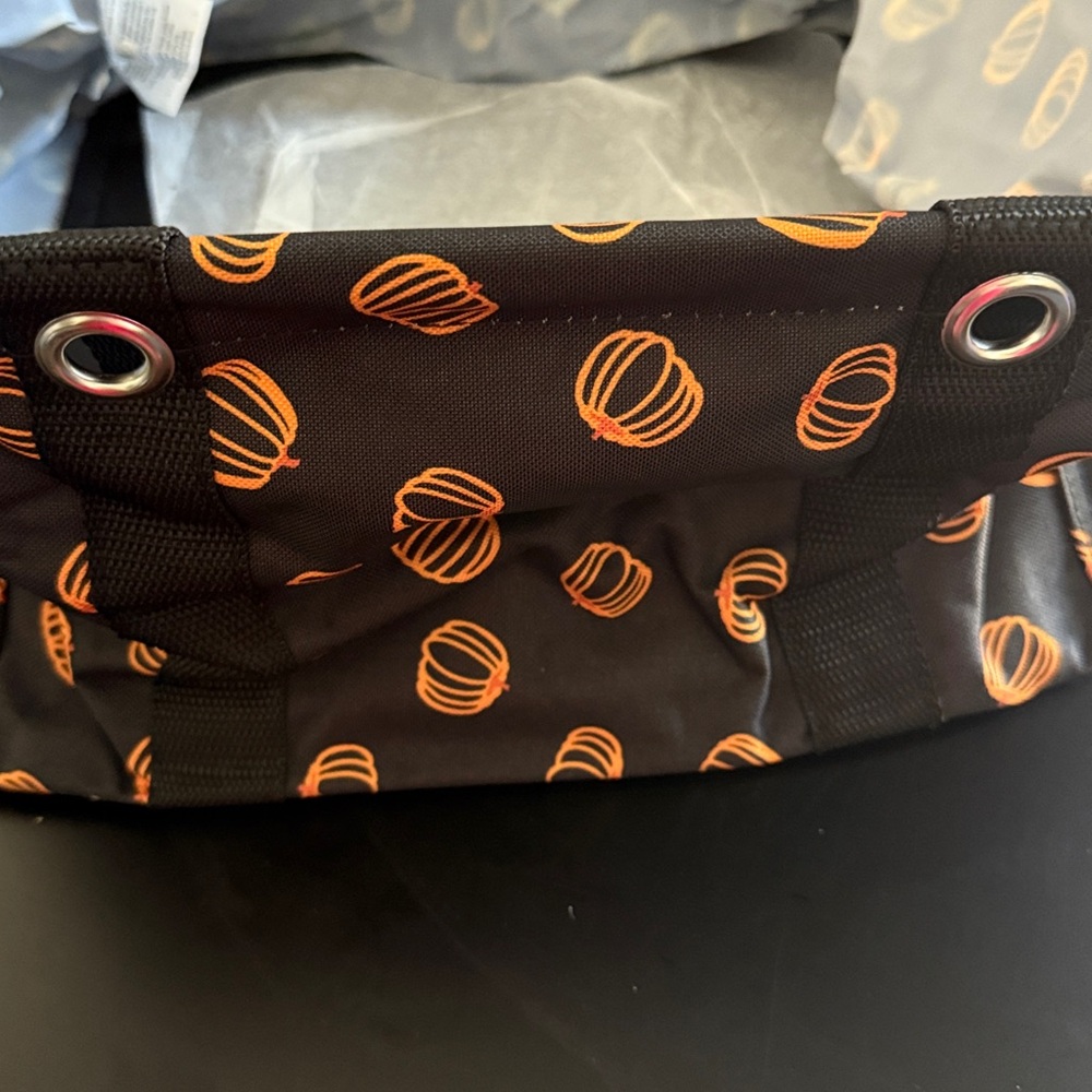 Thirty-One Black Tote with Orange Pumpkin Design
